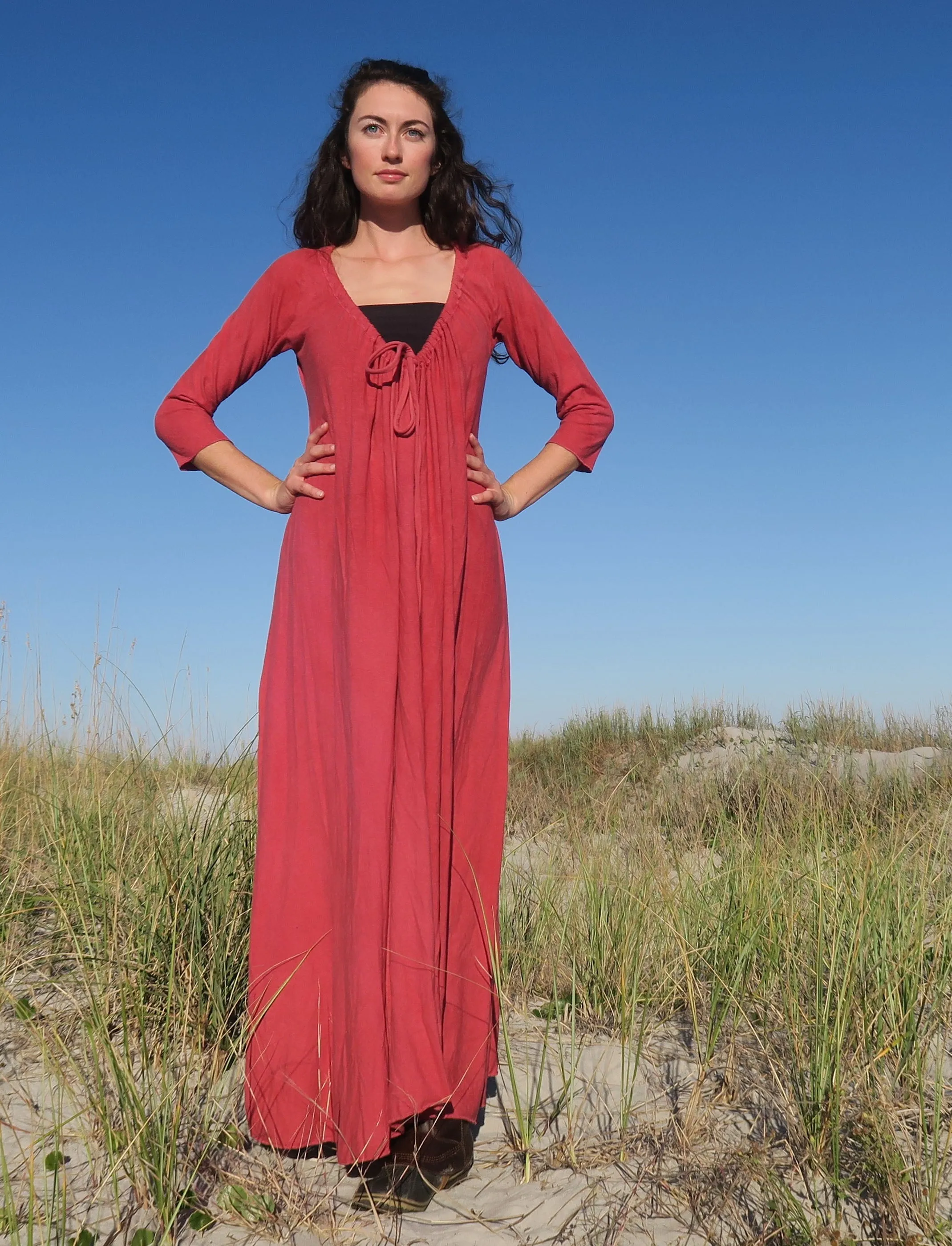 Drawstring Wrap Babydoll Long Dress
