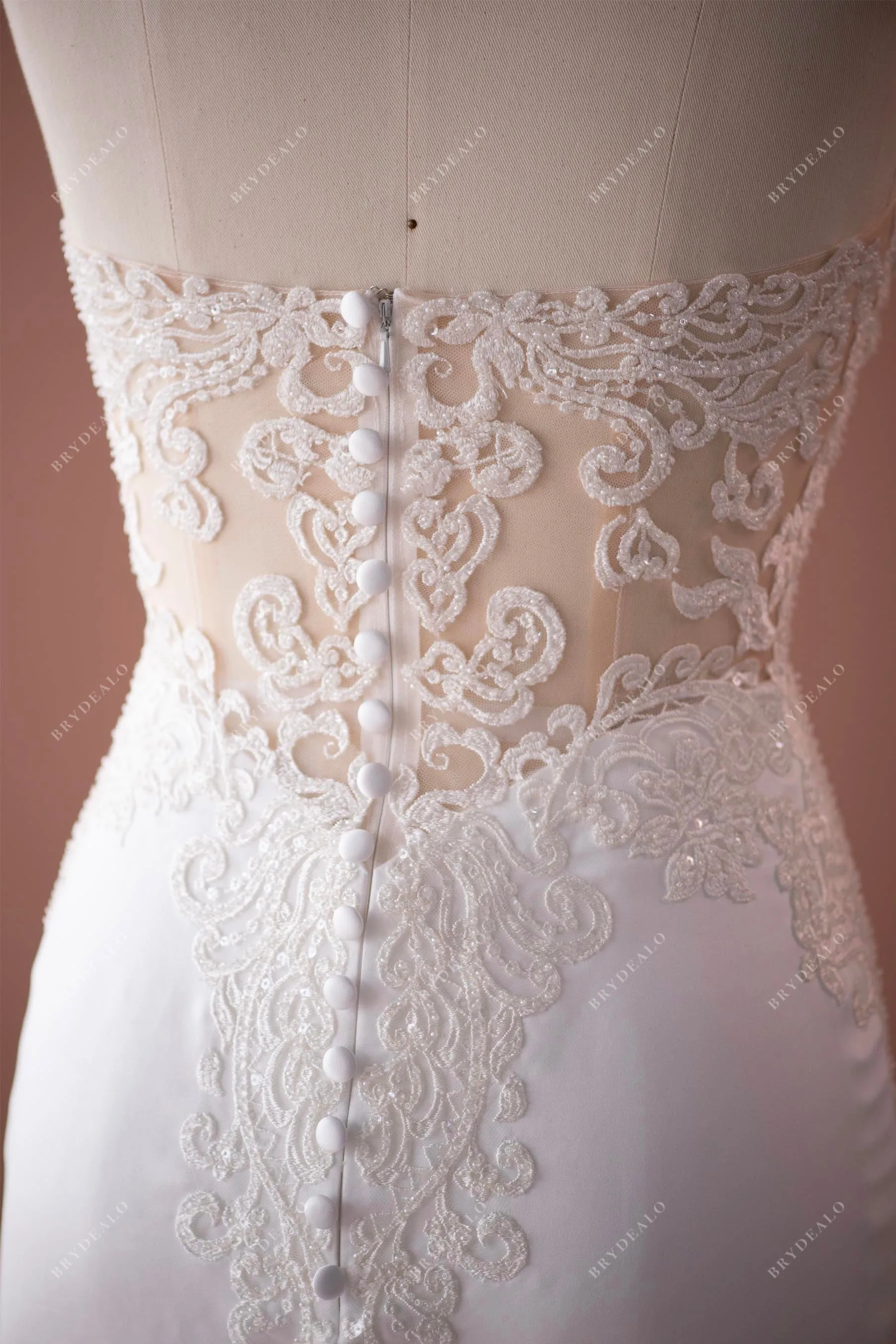 Elegant Satin Mermaid Beaded Plunging Strapless Wedding Dress