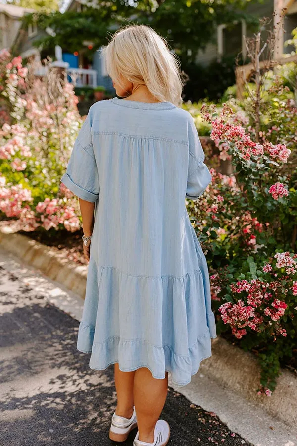 Farmers Market Cutie Chambray Mini Dress Curves