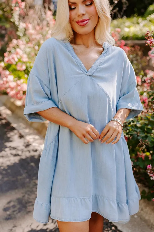 Farmers Market Cutie Chambray Mini Dress Curves