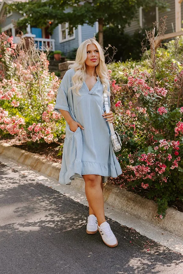 Farmers Market Cutie Chambray Mini Dress Curves