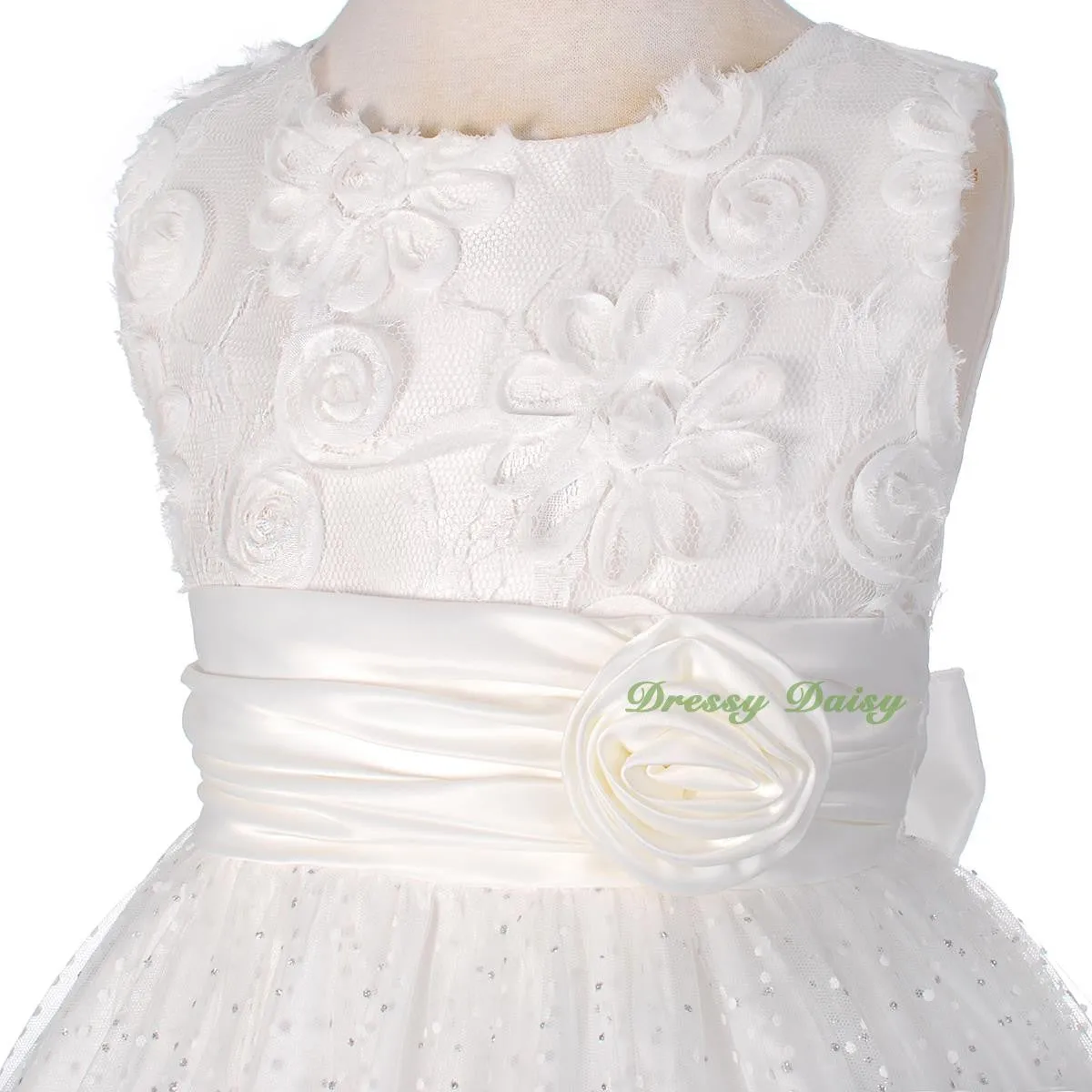 FG278 Girls' Soutache Rosette Wedding Flower Girl Pageant Communion Dress Size 2-11