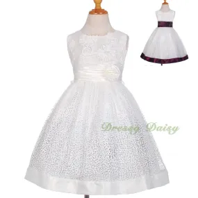 FG278 Girls' Soutache Rosette Wedding Flower Girl Pageant Communion Dress Size 2-11
