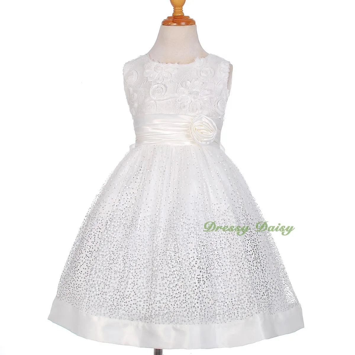 FG278 Girls' Soutache Rosette Wedding Flower Girl Pageant Communion Dress Size 2-11