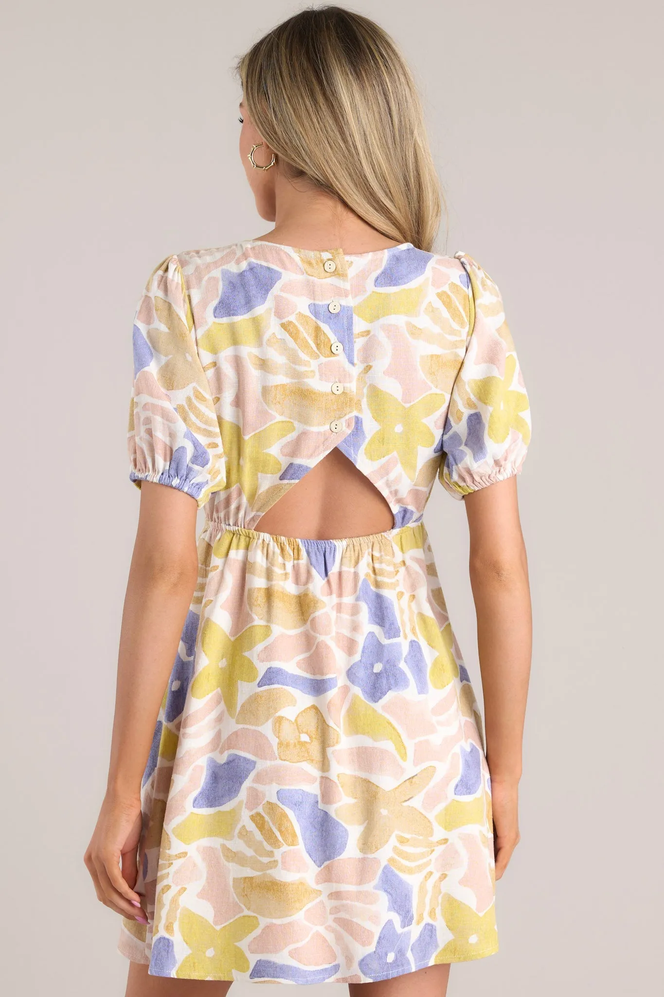 Finding Joy Beige Multi Print Mini Dress