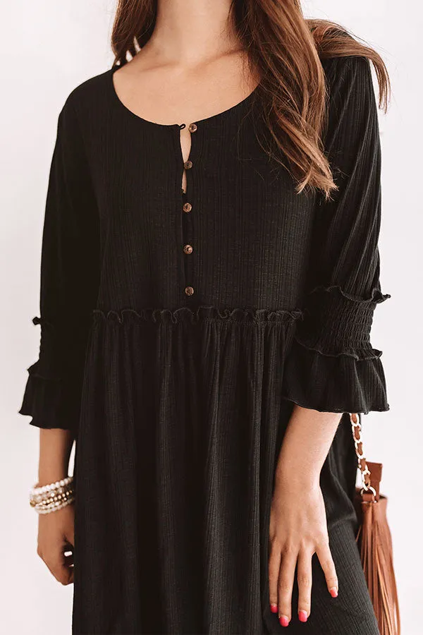Fingers Crossed Babydoll Dress In Black