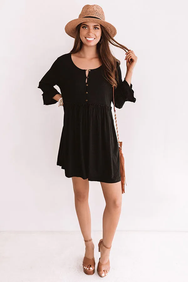 Fingers Crossed Babydoll Dress In Black