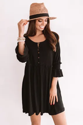 Fingers Crossed Babydoll Dress In Black