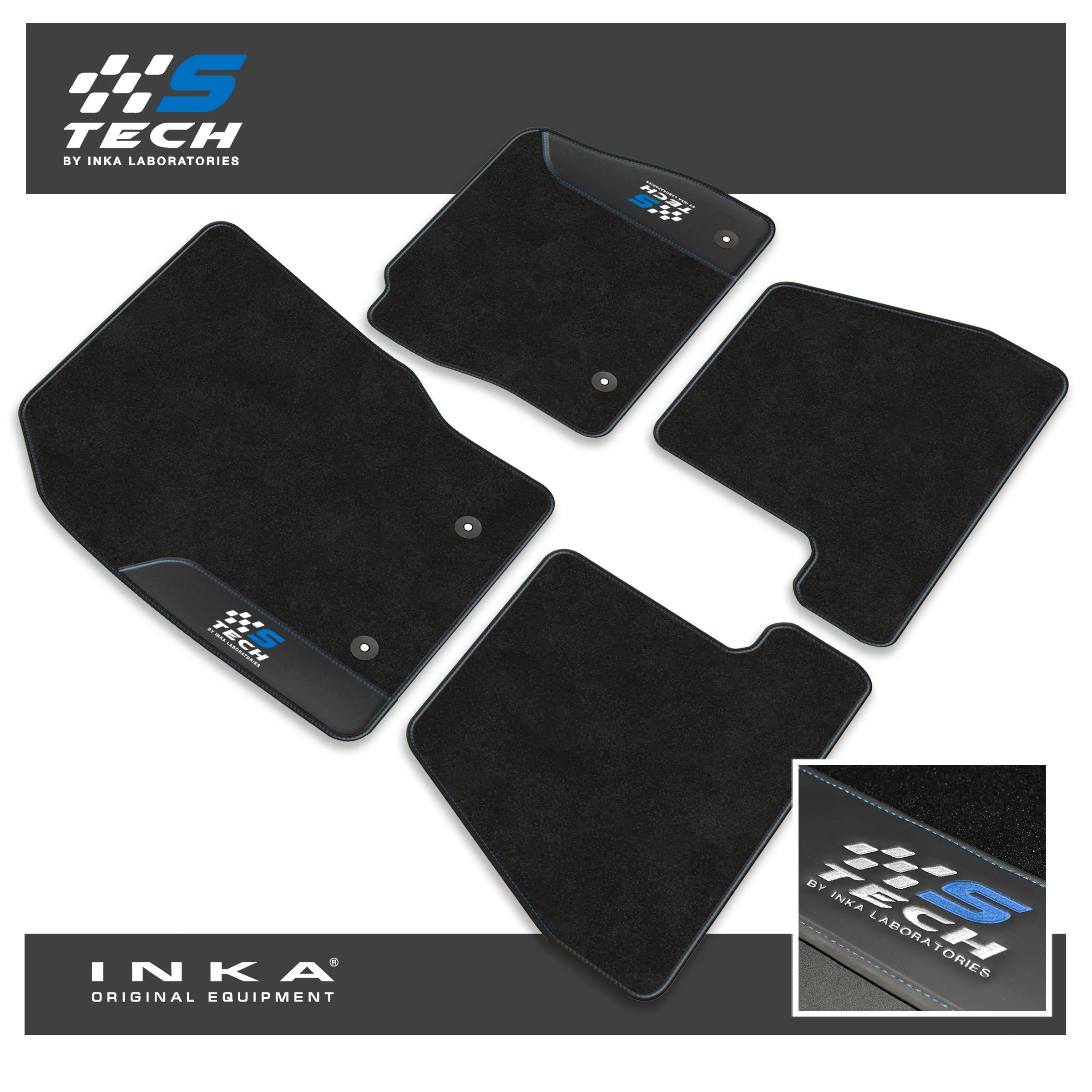 Ford Focus MK3 Car Mats (Front & Rear Set) S Tech with Premium Carpet & OEM Leatherette, Fits MY15 to MY18