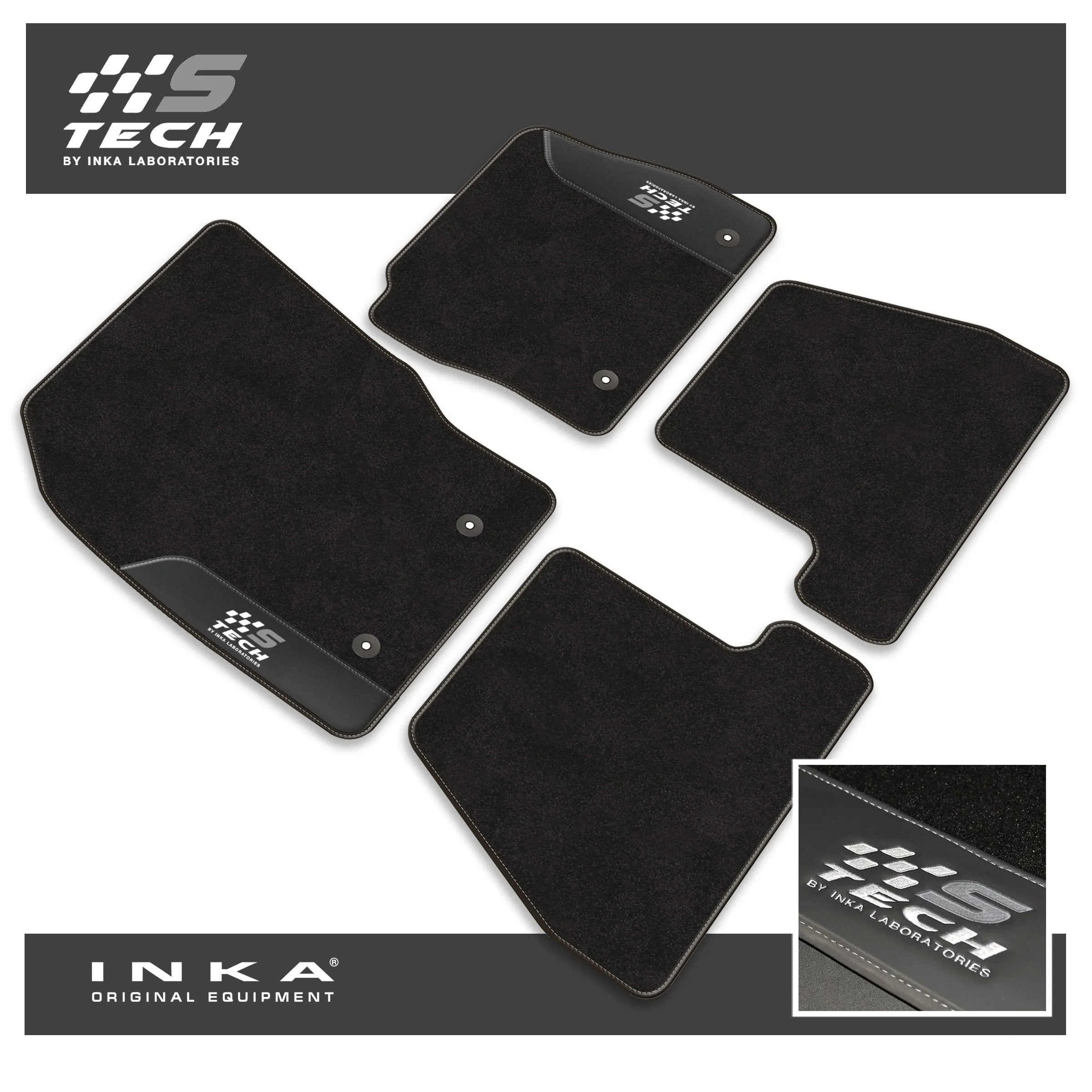 Ford Focus MK3 Car Mats (Front & Rear Set) S Tech with Premium Carpet & OEM Leatherette, Fits MY15 to MY18