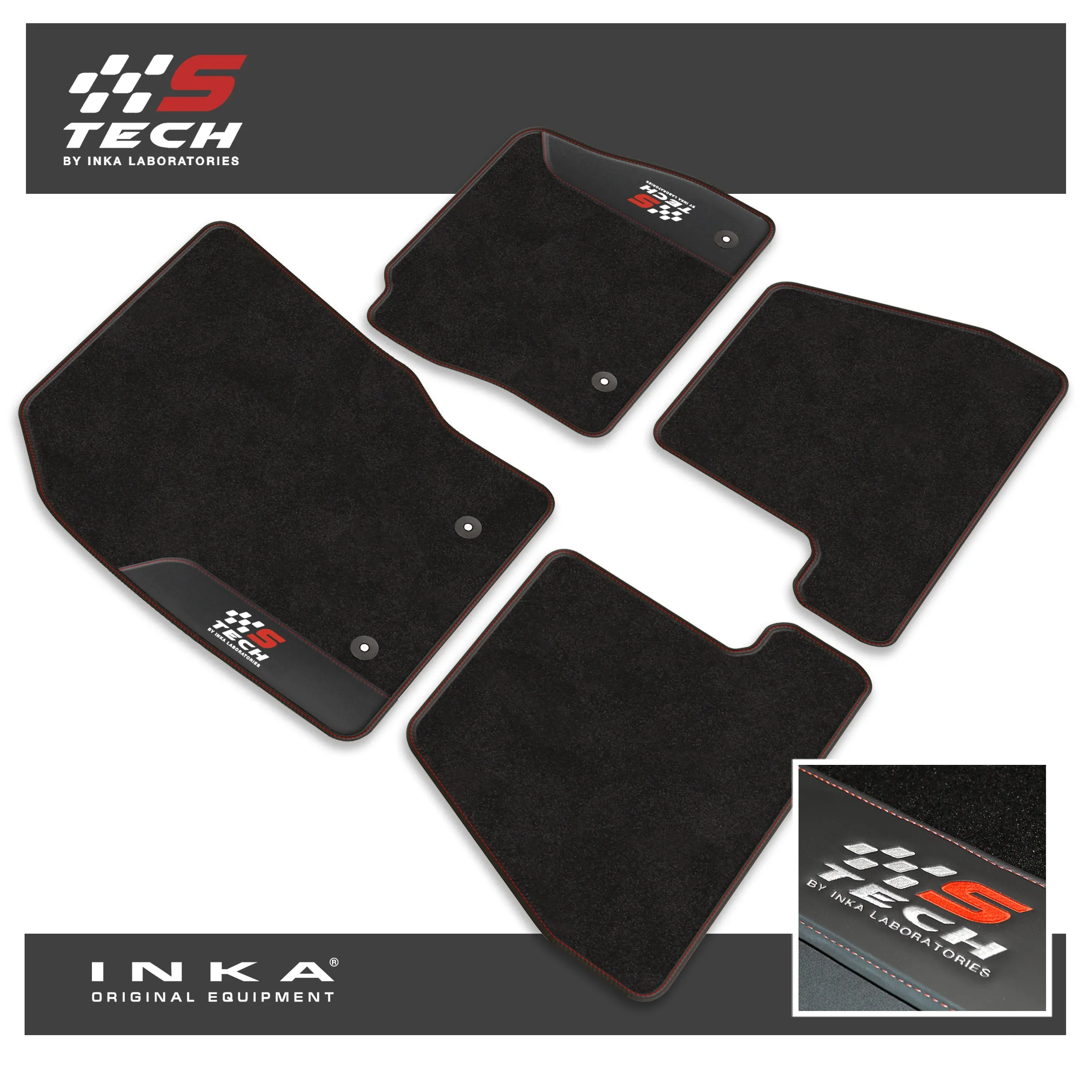 Ford Focus MK3 Car Mats (Front & Rear Set) S Tech with Premium Carpet & OEM Leatherette, Fits MY15 to MY18