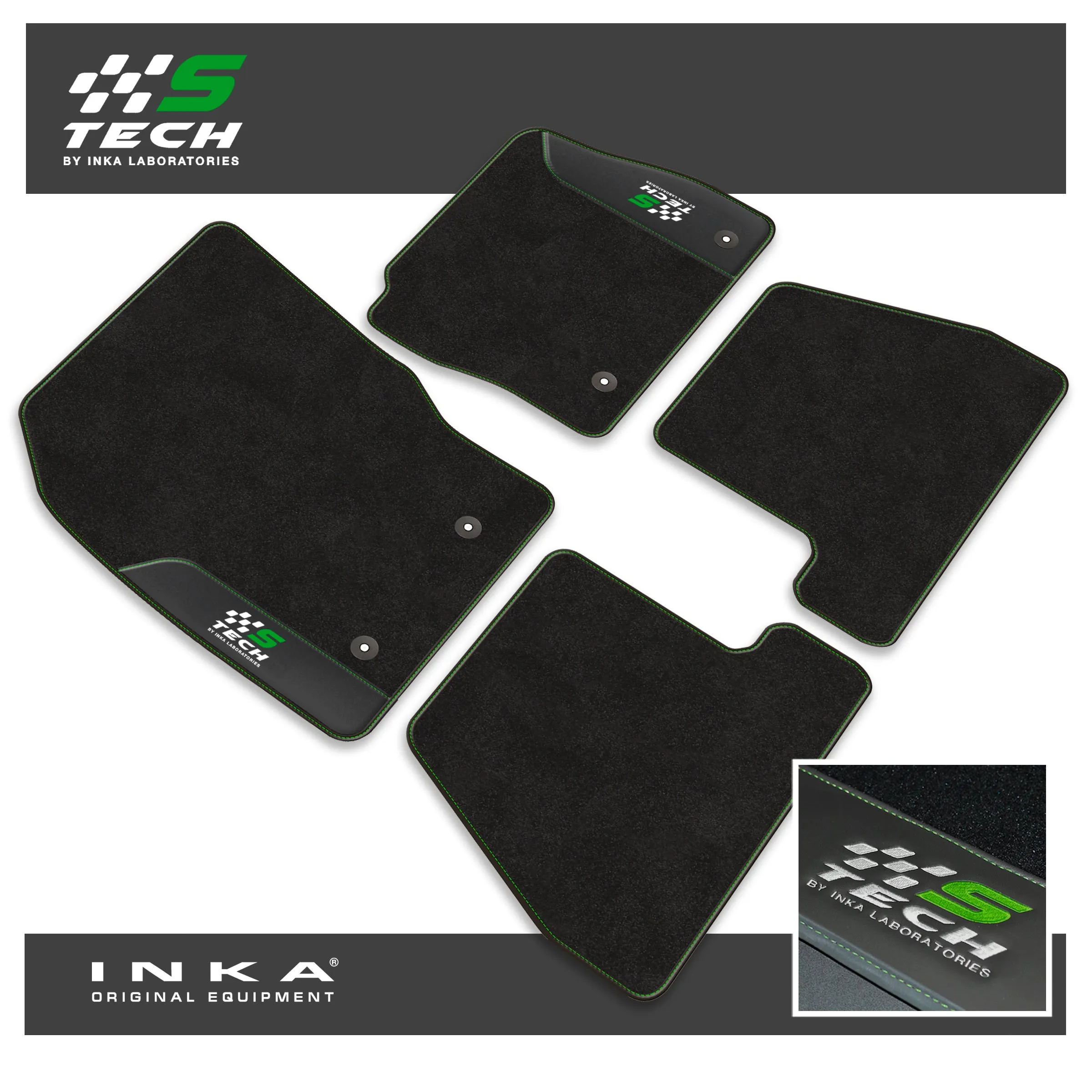 Ford Focus MK3 Car Mats (Front & Rear Set) S Tech with Premium Carpet & OEM Leatherette, Fits MY15 to MY18