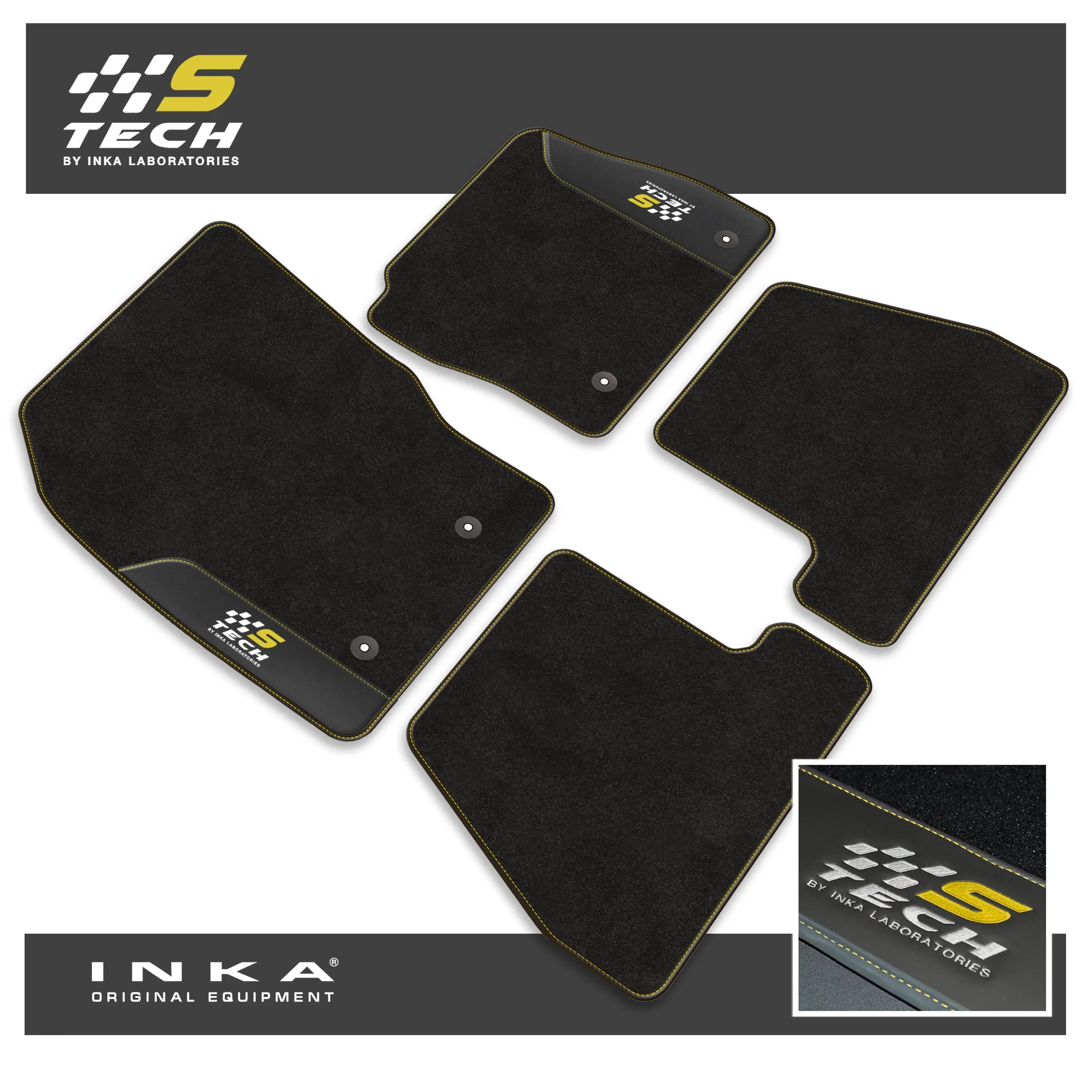 Ford Focus MK3 Car Mats (Front & Rear Set) S Tech with Premium Carpet & OEM Leatherette, Fits MY15 to MY18