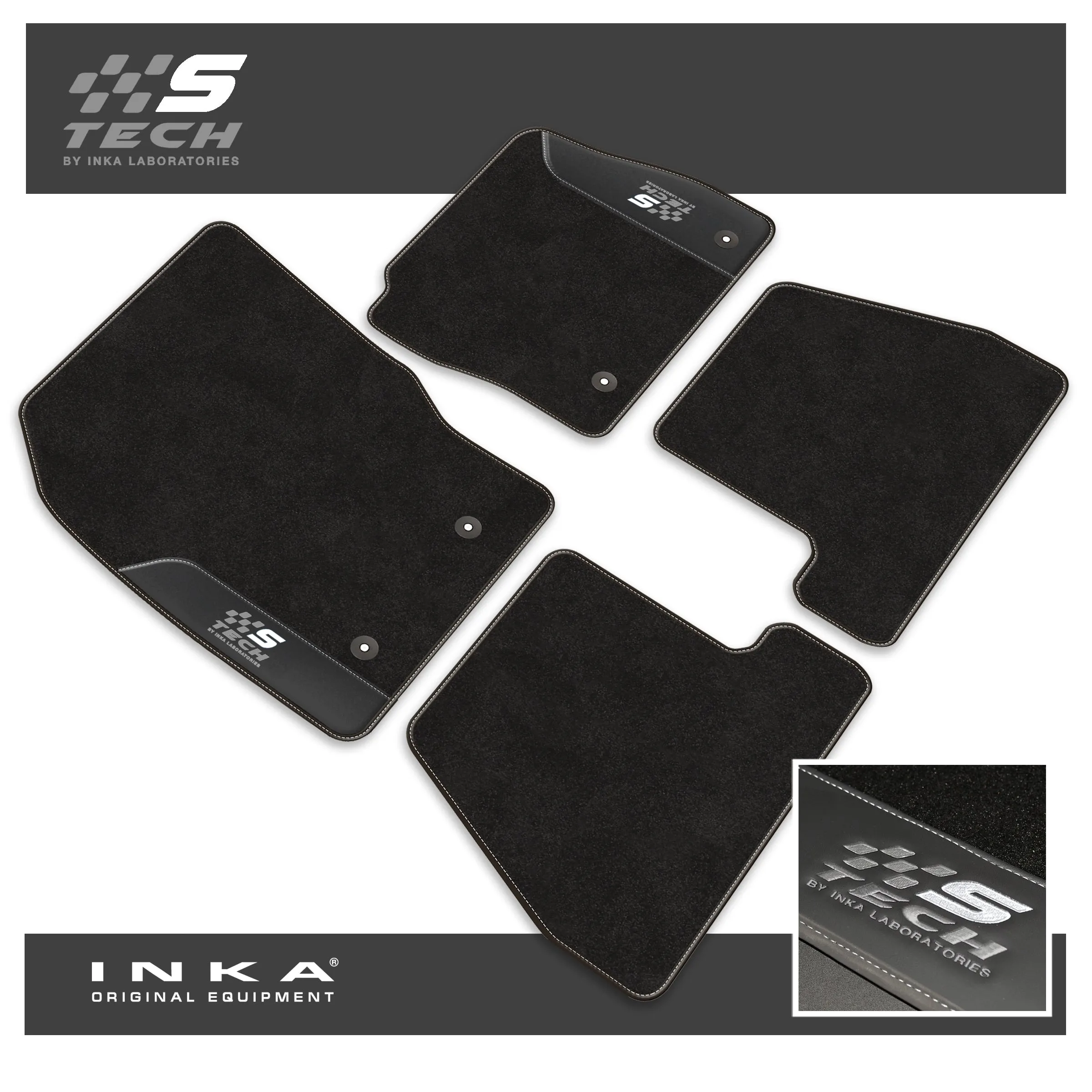 Ford Focus MK3 Car Mats (Front & Rear Set) S Tech with Premium Carpet & OEM Leatherette, Fits MY15 to MY18