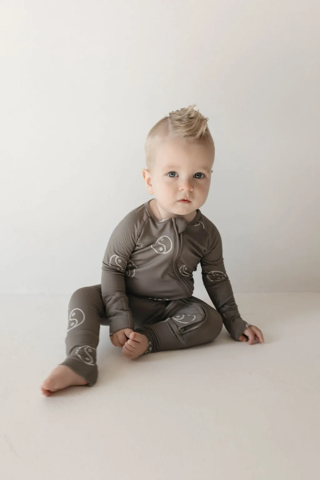 Forever French Bamboo Zip Romper - Sage Yin Yang
