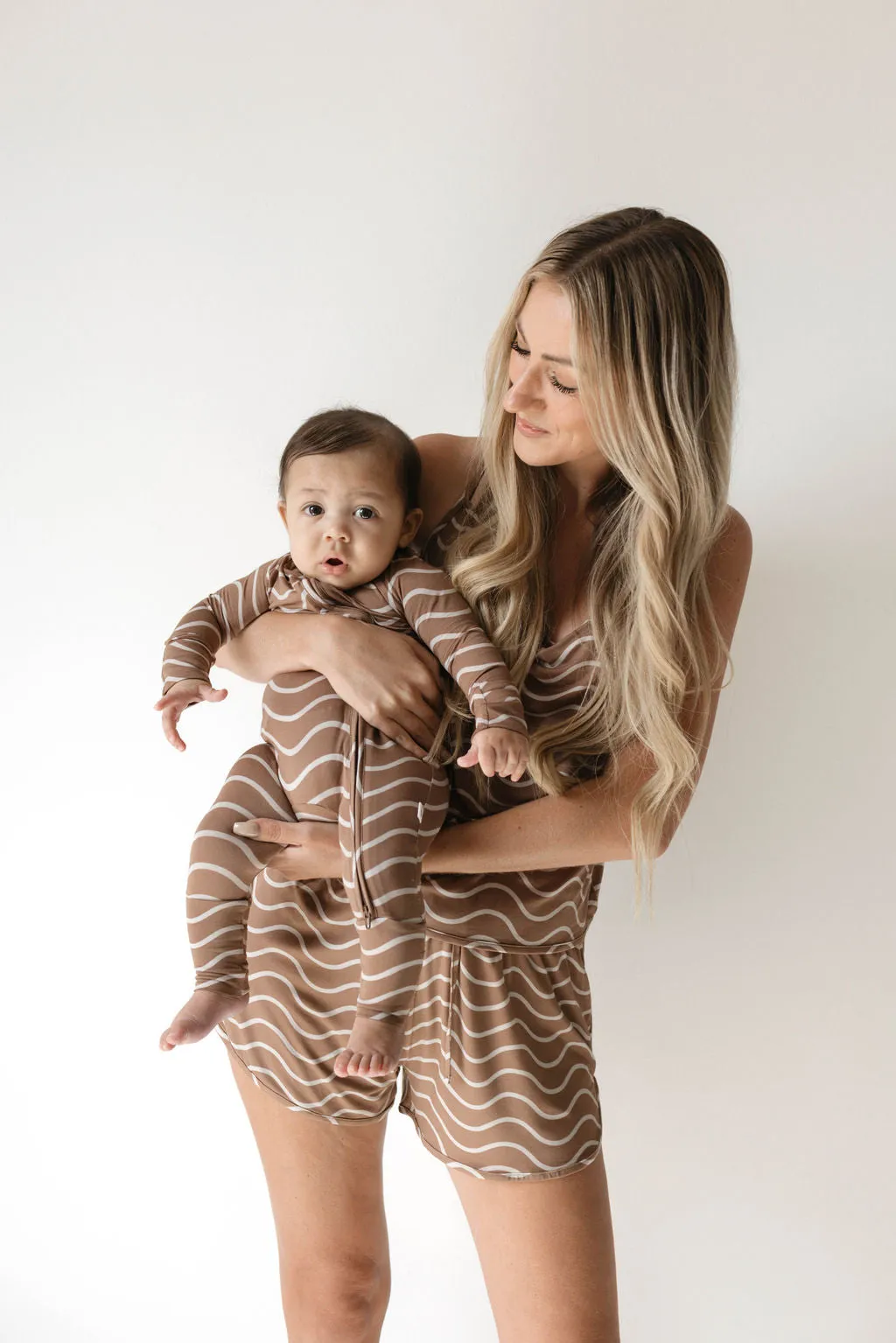 Forever French Bamboo Zip Romper - Static Waves