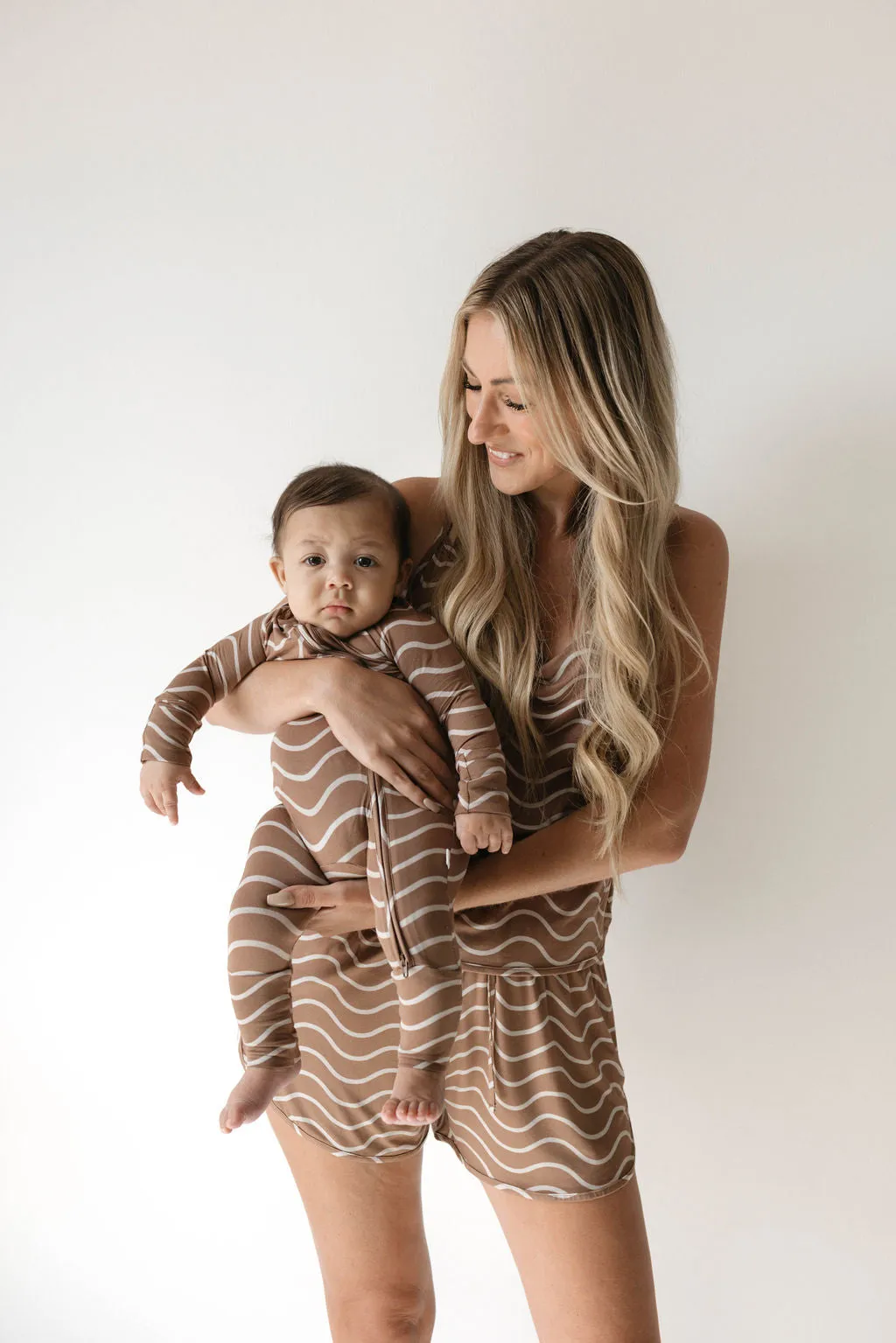 Forever French Bamboo Zip Romper - Static Waves
