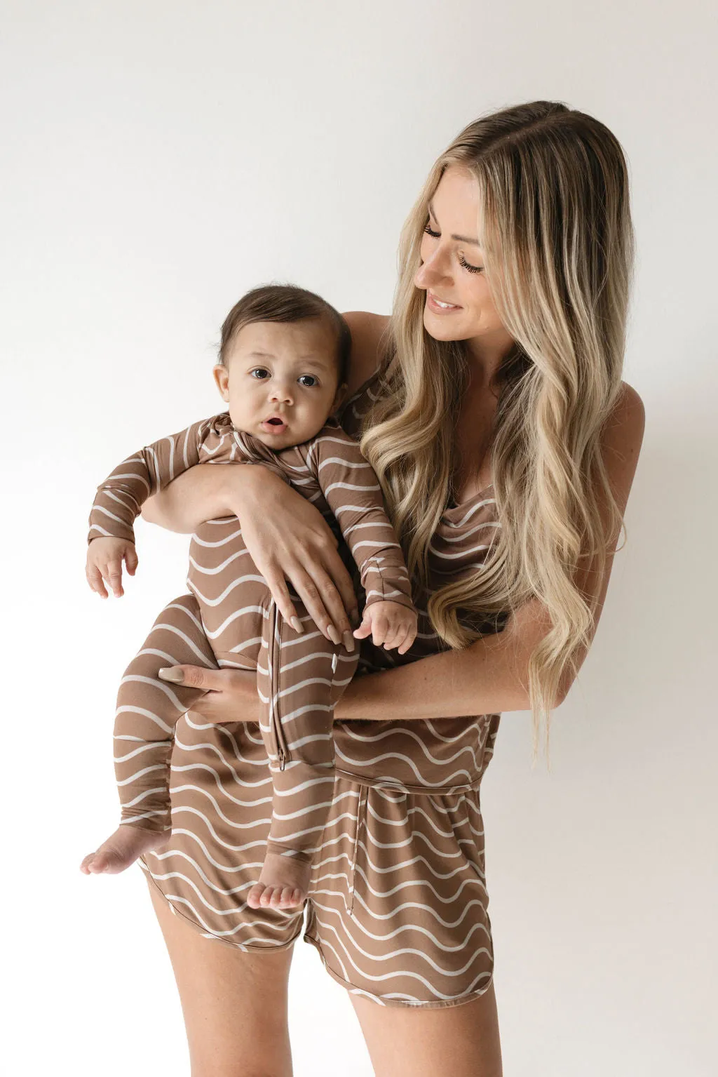 Forever French Bamboo Zip Romper - Static Waves