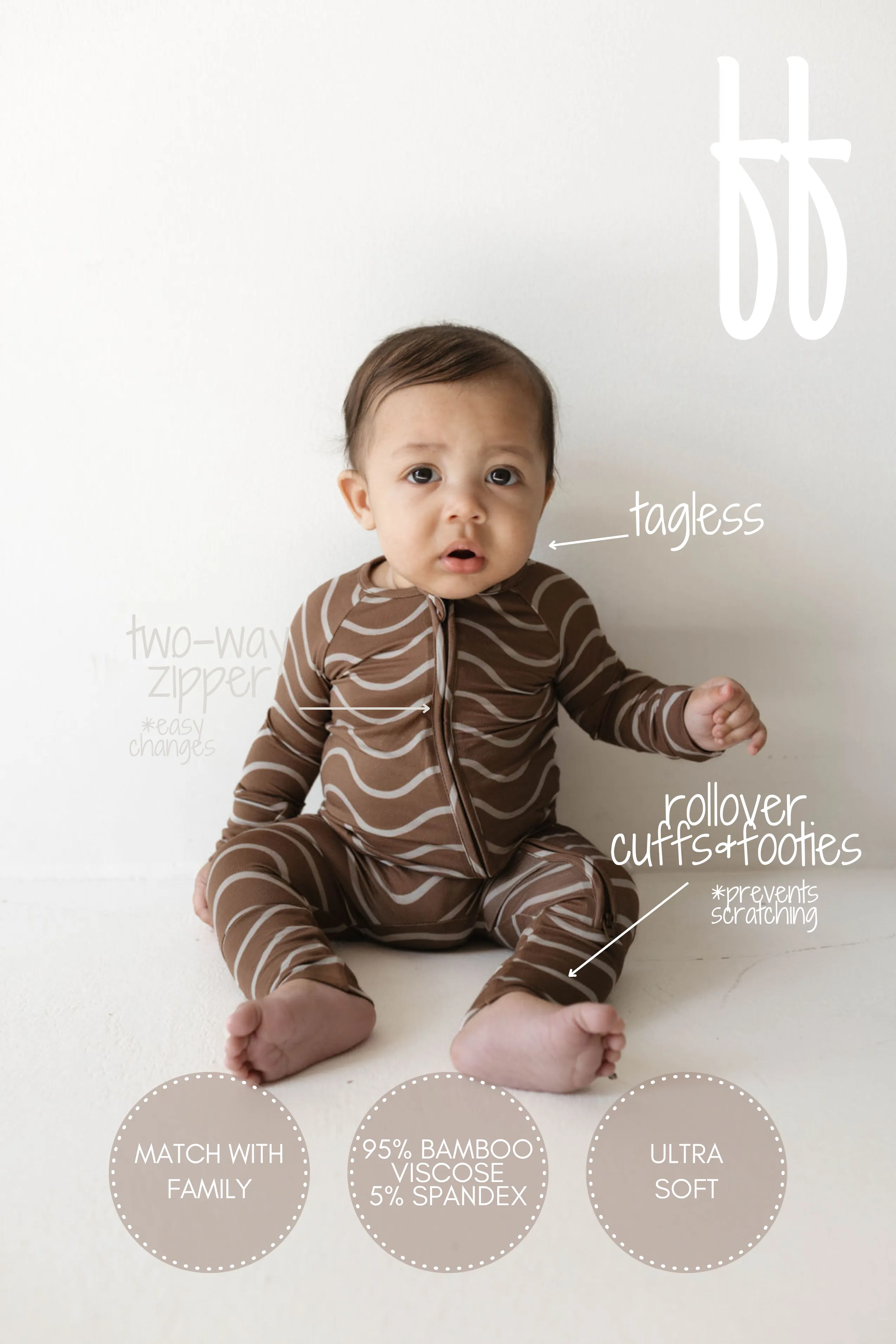 Forever French Bamboo Zip Romper - Static Waves
