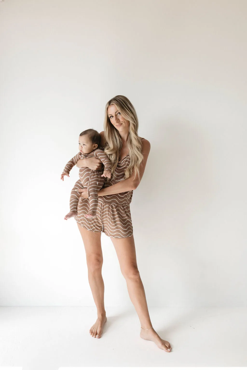 Forever French Bamboo Zip Romper - Static Waves