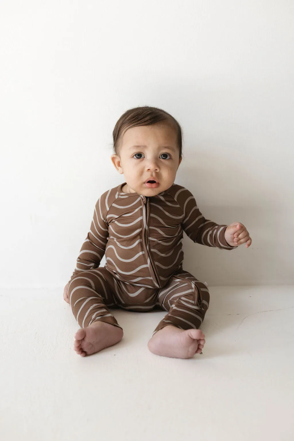 Forever French Bamboo Zip Romper - Static Waves