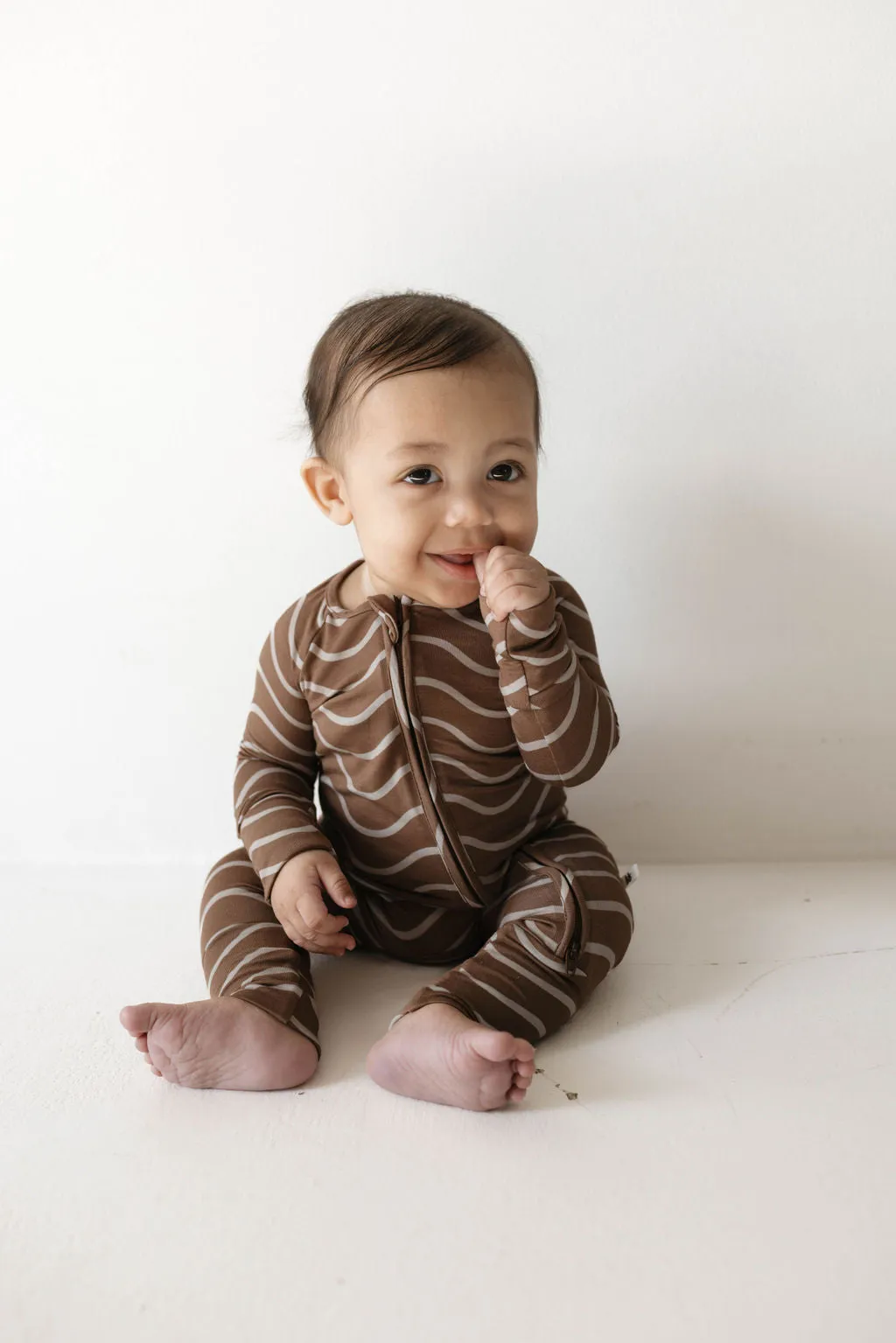 Forever French Bamboo Zip Romper - Static Waves
