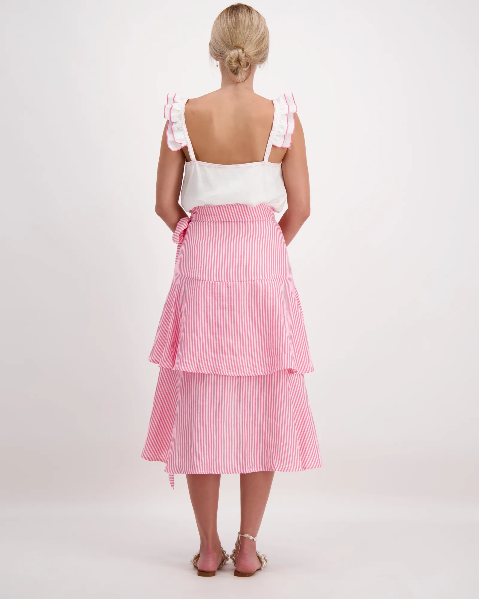 Francesca Skirt in Pink & White Stripe