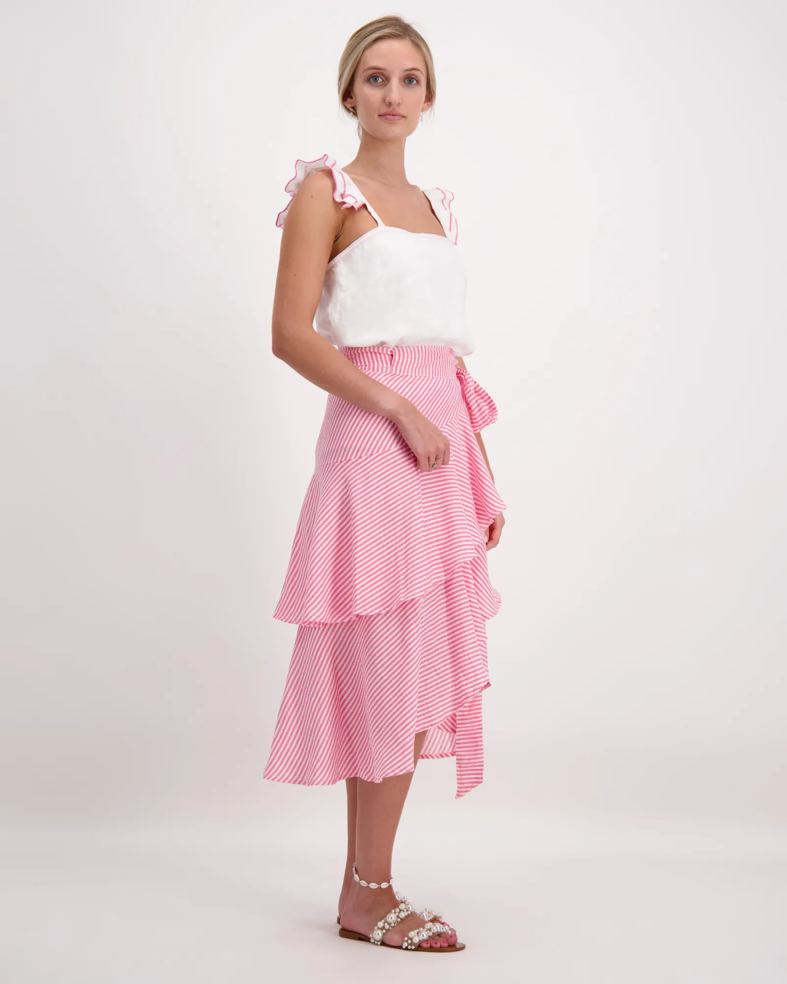Francesca Skirt in Pink & White Stripe