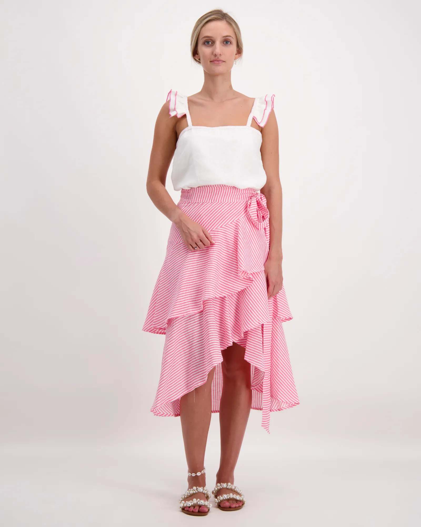 Francesca Skirt in Pink & White Stripe