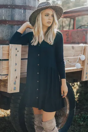 Give It A Twirl Babydoll Dress In Black