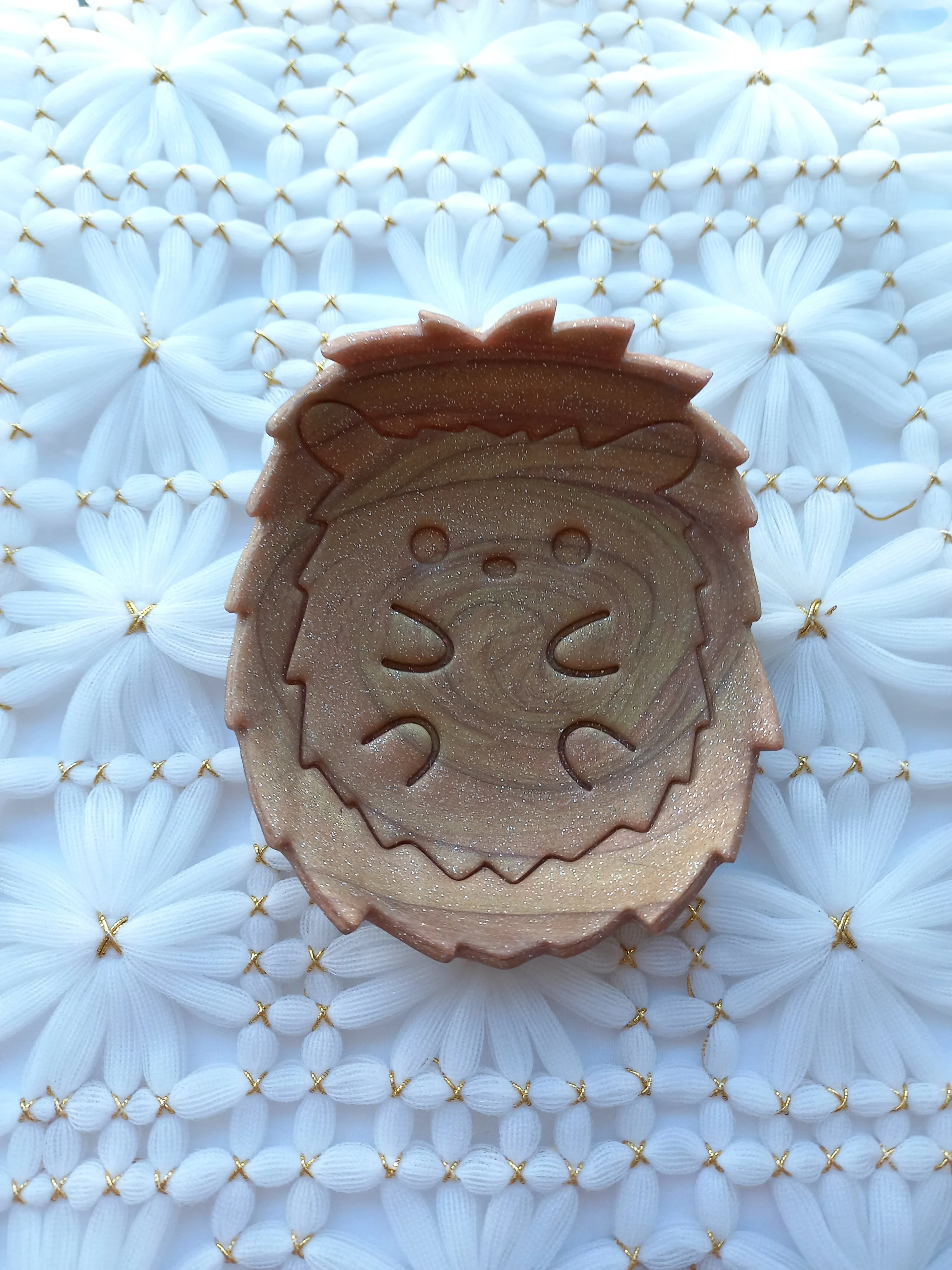 Golden Shimmery Hedgehog Trinket Dish