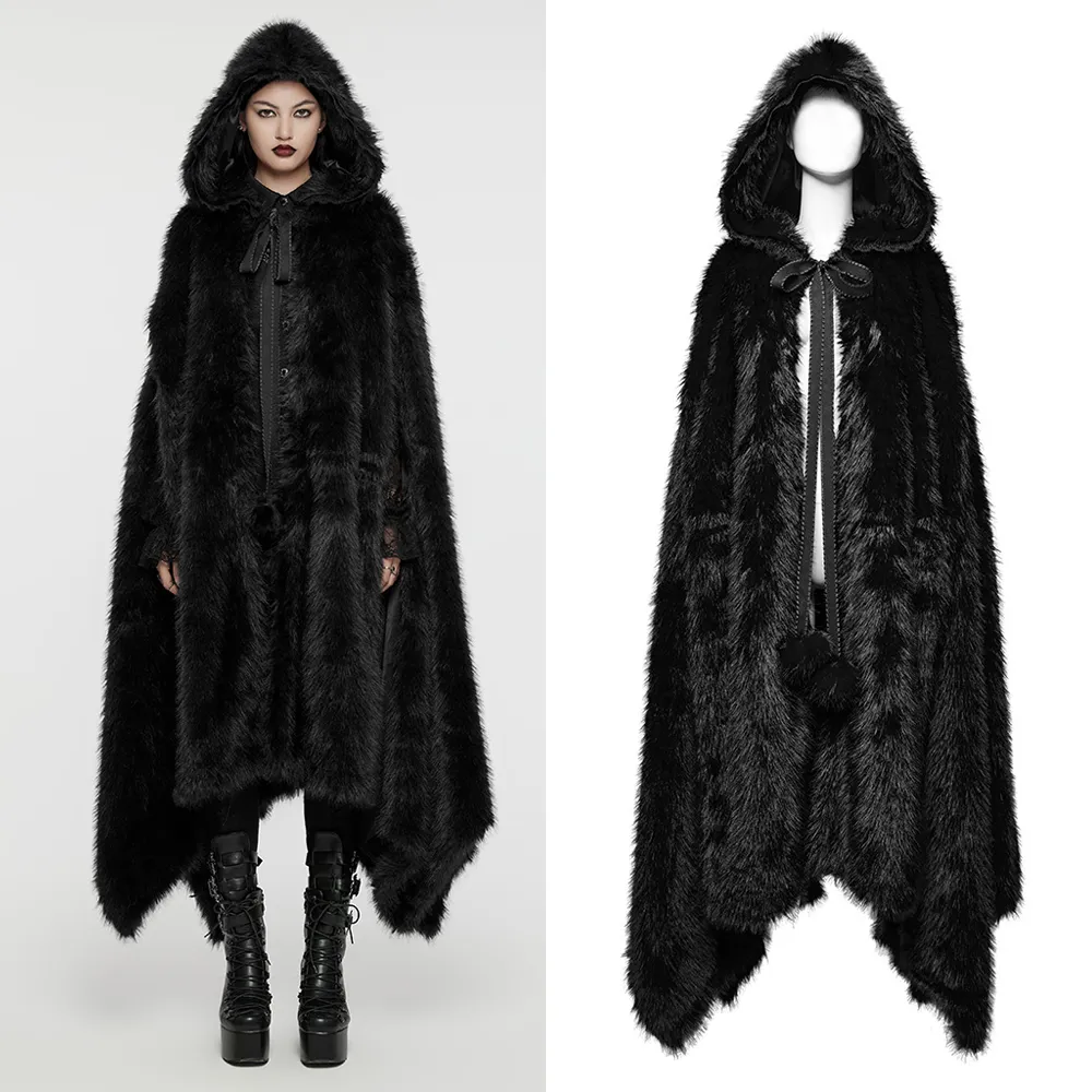 Goth Asymmetric Plush Cloak WY-1663DPF