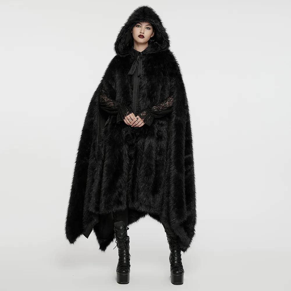 Goth Asymmetric Plush Cloak WY-1663DPF