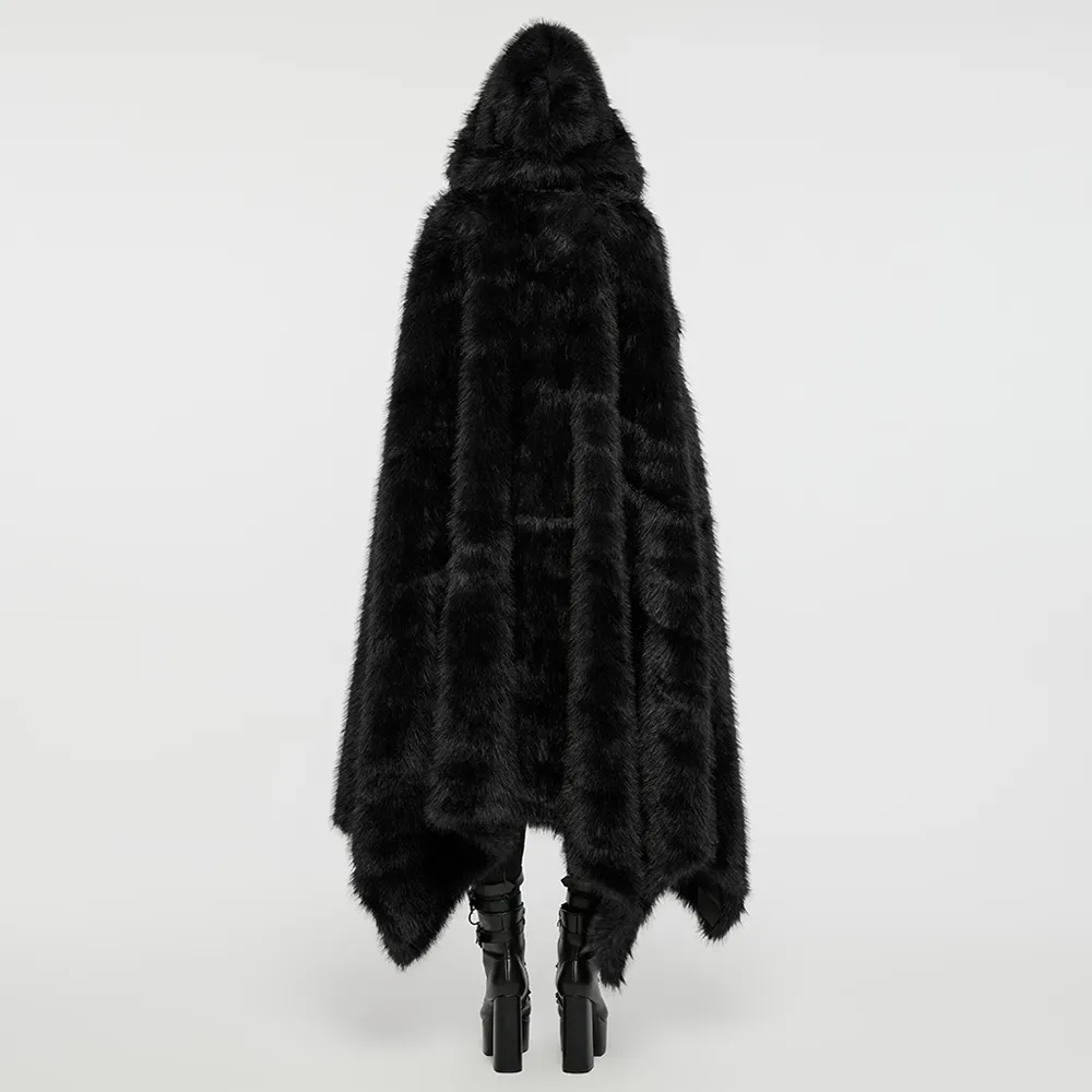Goth Asymmetric Plush Cloak WY-1663DPF