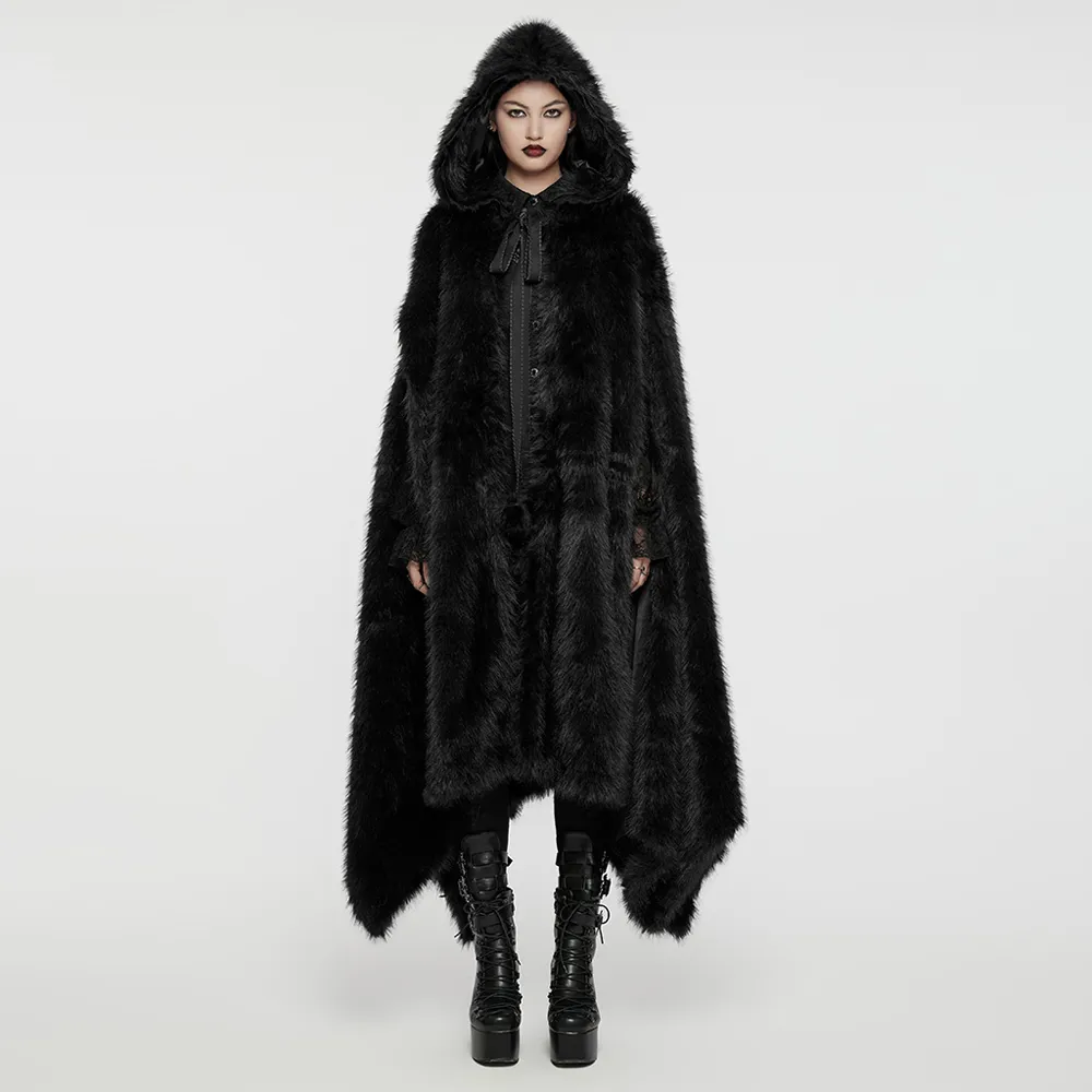 Goth Asymmetric Plush Cloak WY-1663DPF