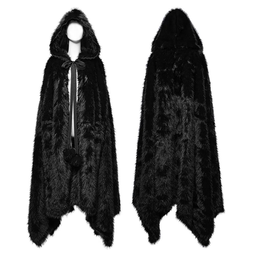Goth Asymmetric Plush Cloak WY-1663DPF