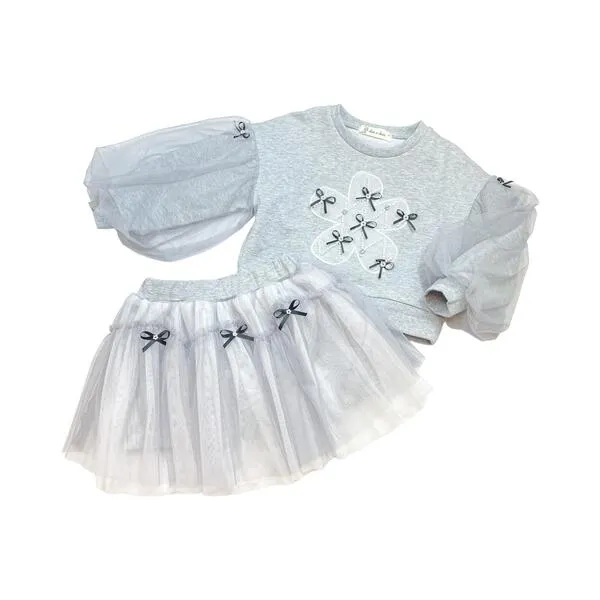 Grey Bowtie Tutu Skirt