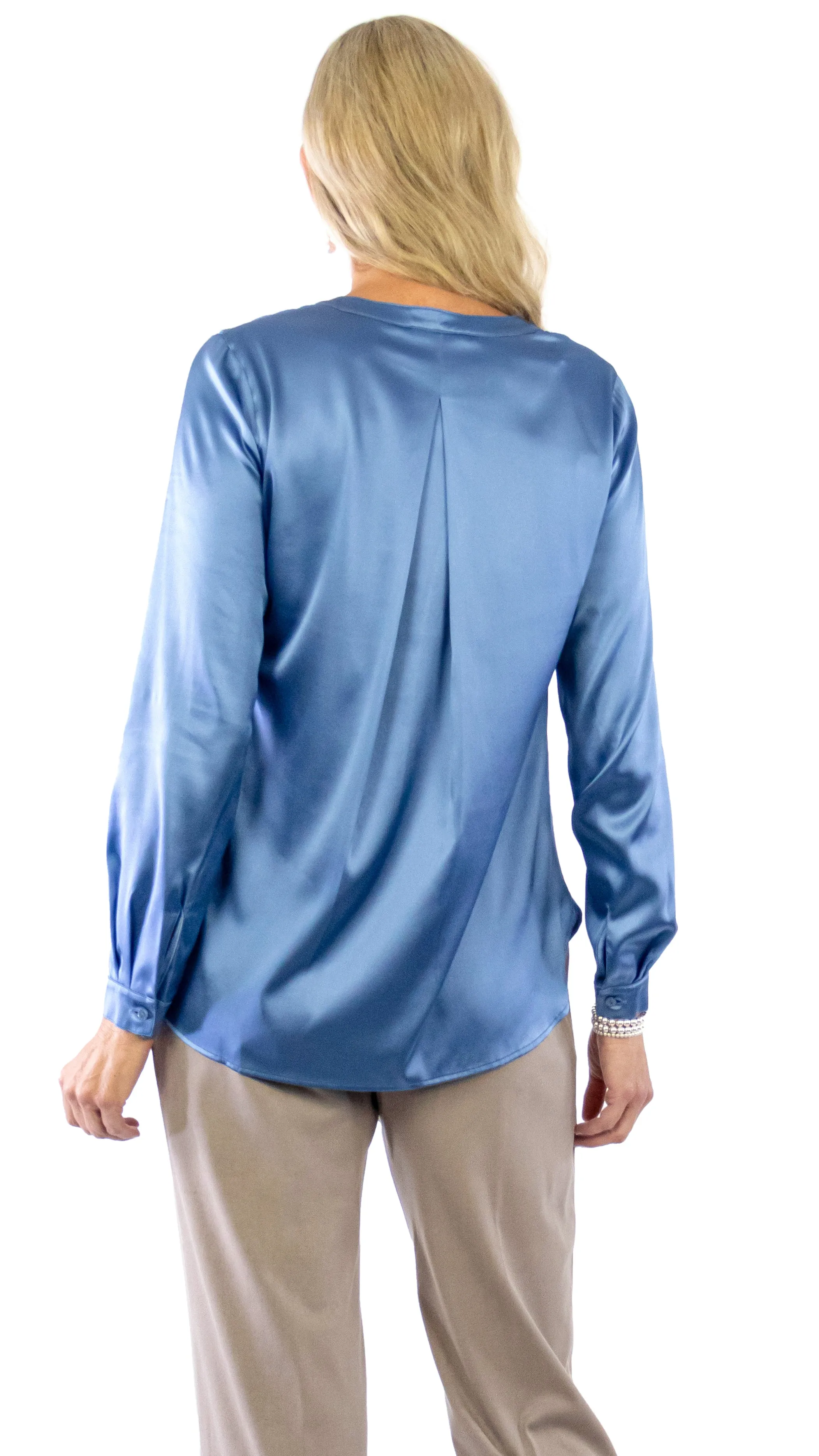 Henley Blouse - Slate Blue