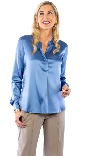Henley Blouse - Slate Blue