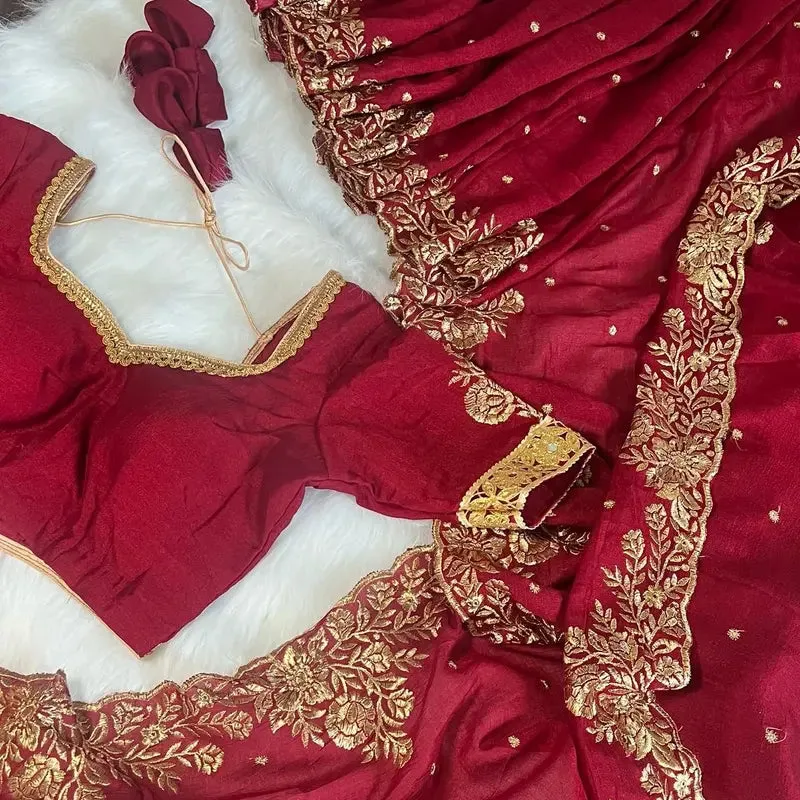 High Quality Embroidery Work Saree Set Dress Womenswear