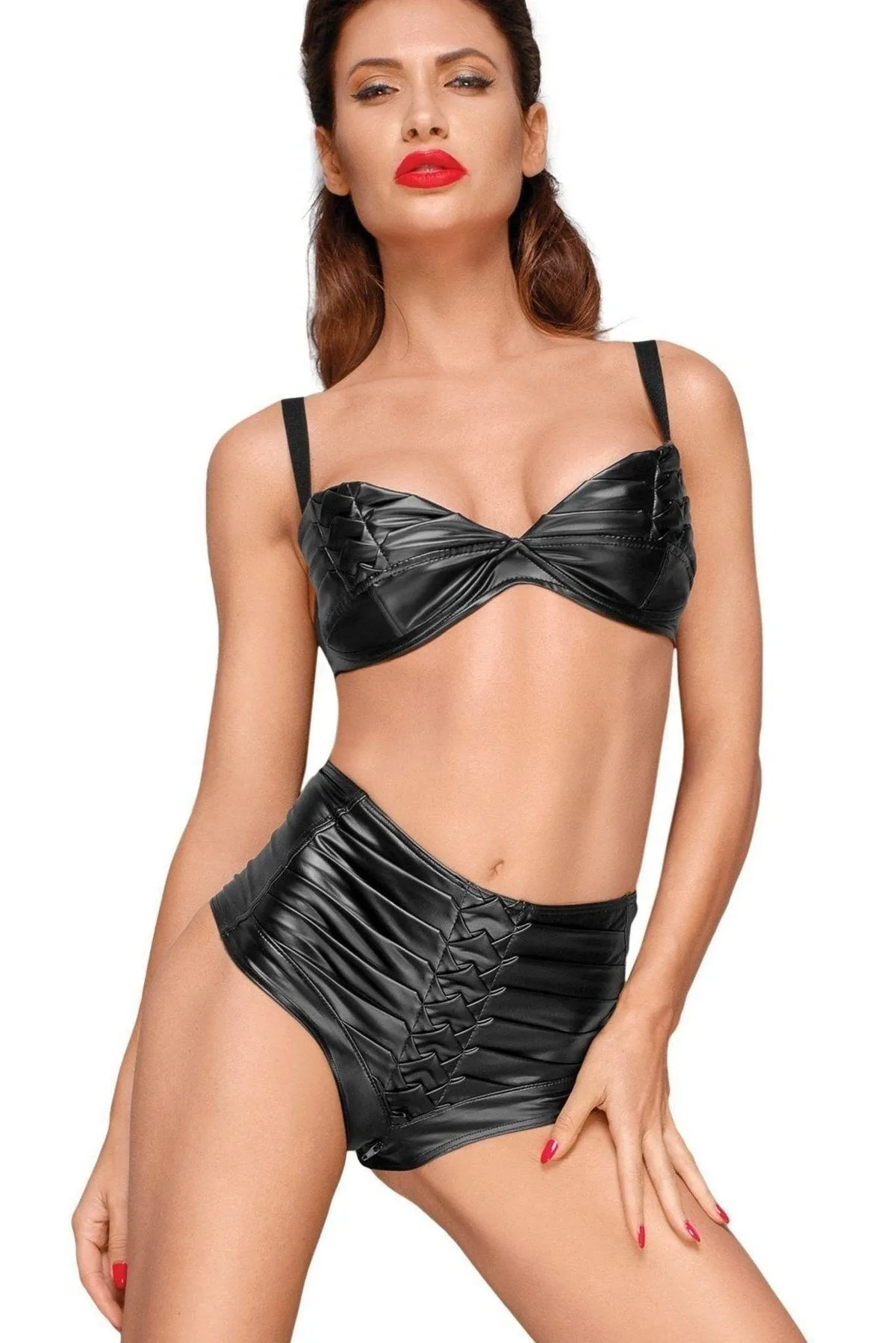 High-Waisted Wetlok Pleated Shorts