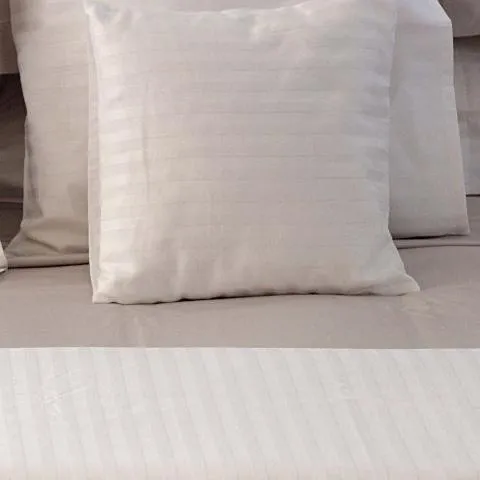 Hotel White Sateen Stripe Cot Sheet Set