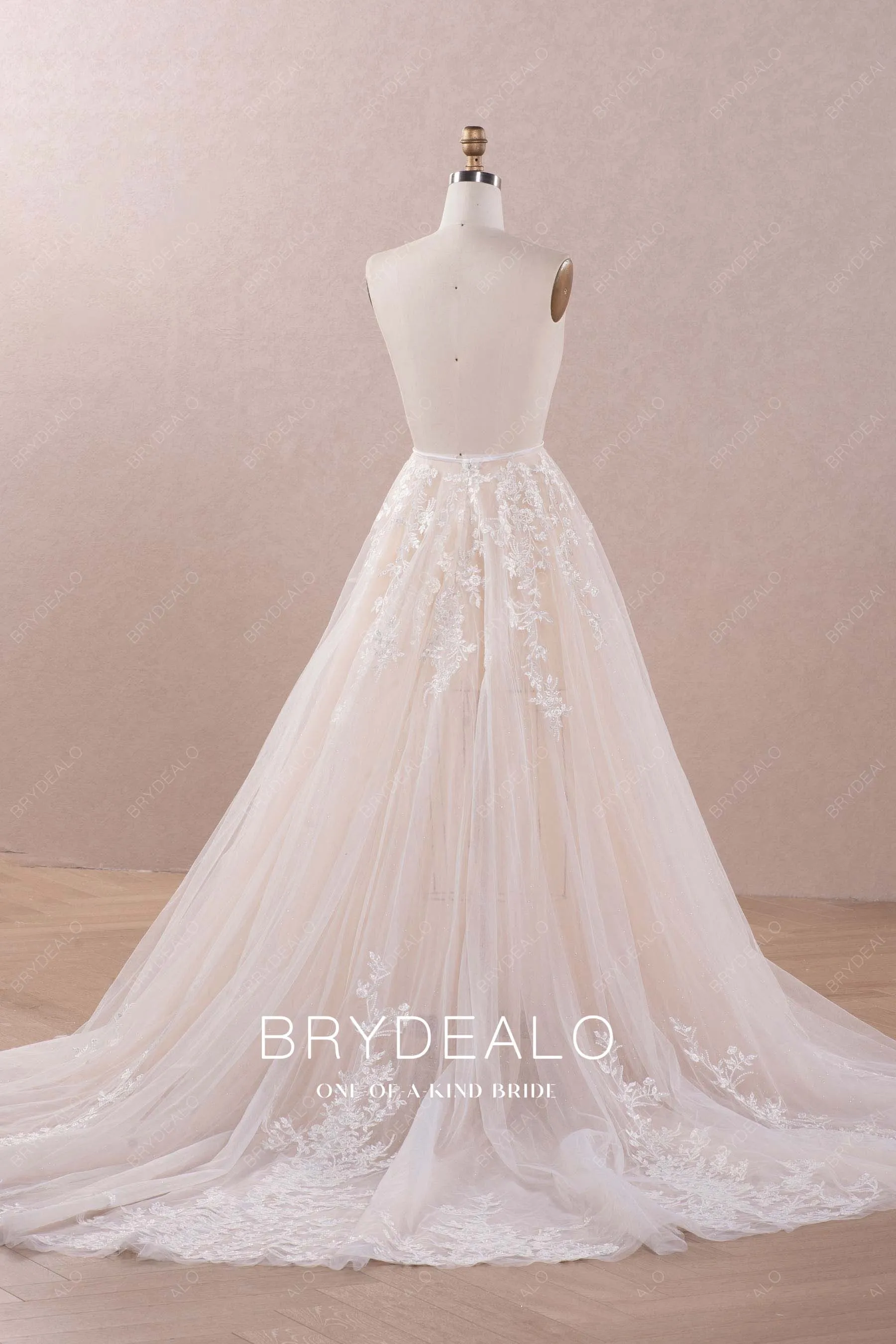 Illusion Shimmer Lace Tulle Long Bridal Overskirt Online
