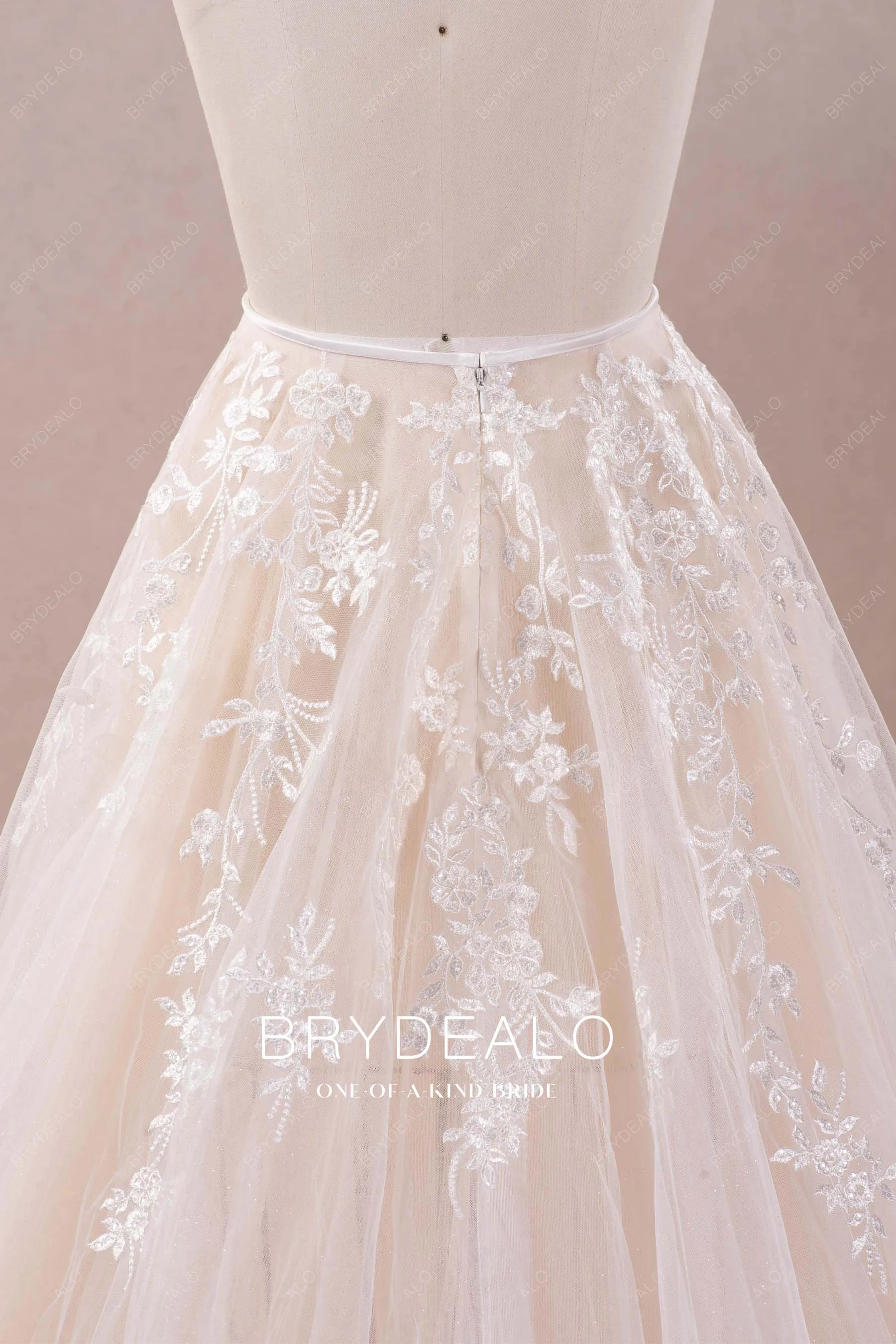 Illusion Shimmer Lace Tulle Long Bridal Overskirt Online