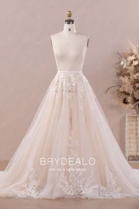 Illusion Shimmer Lace Tulle Long Bridal Overskirt Online