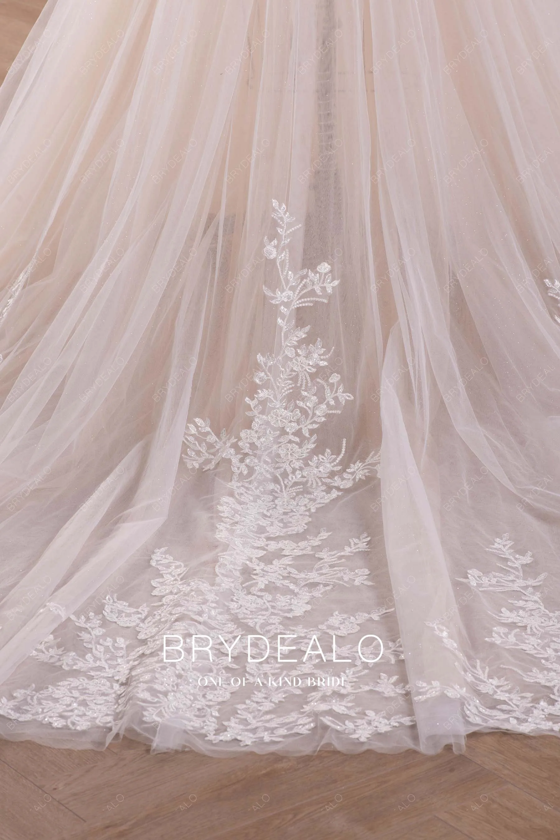 Illusion Shimmer Lace Tulle Long Bridal Overskirt Online