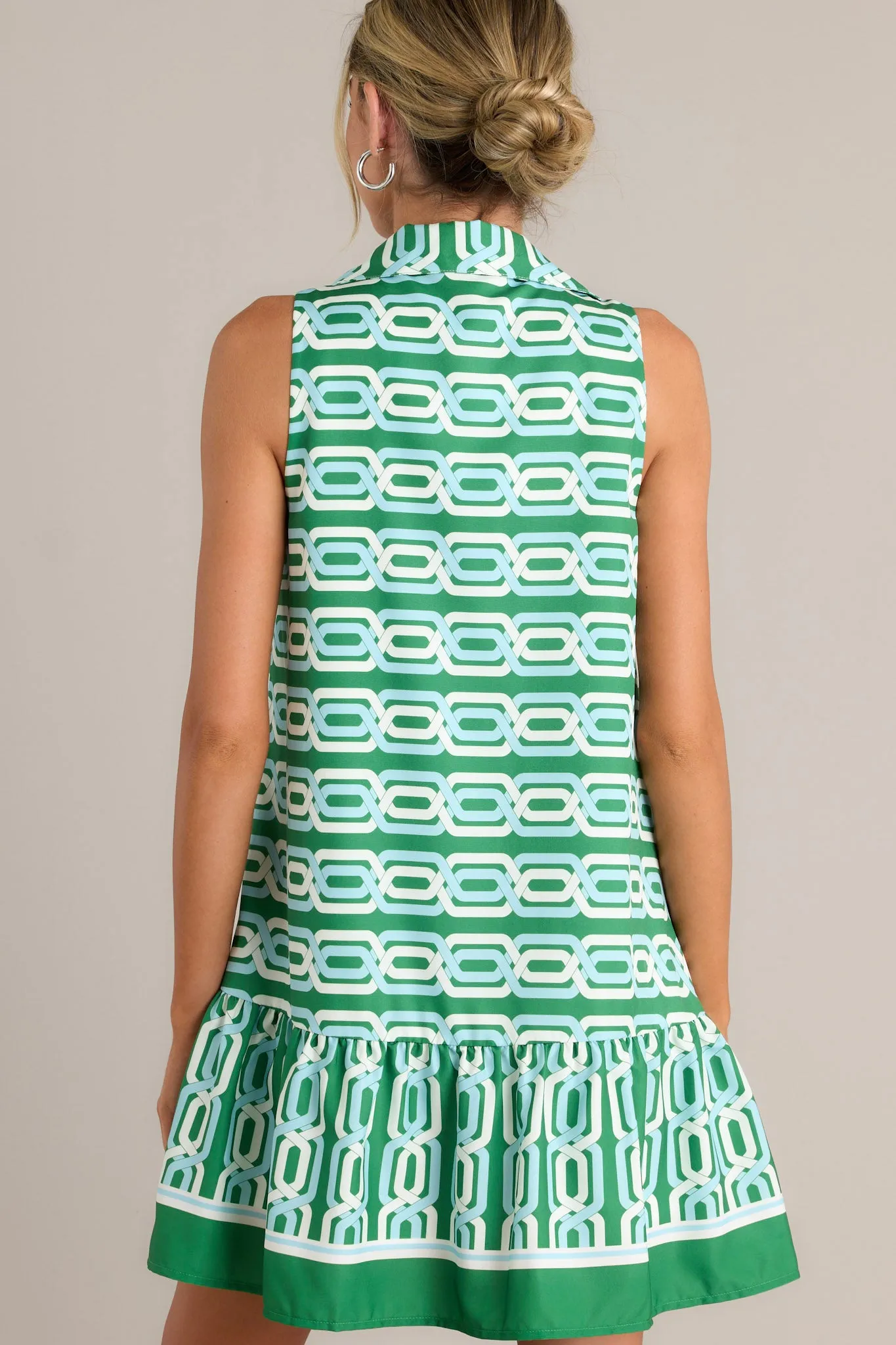 Inspired Living Green Multi Mini Shirt Dress