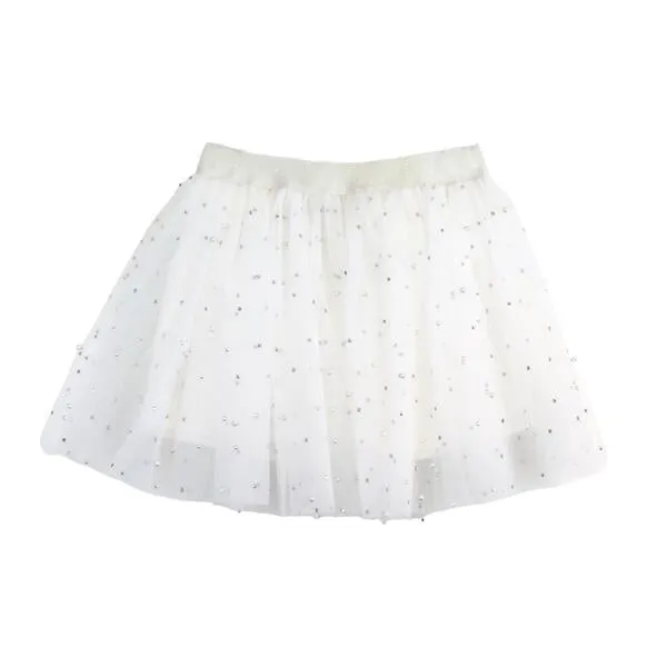 Iridescent Rhinestone and pearls white Tutu