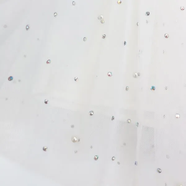 Iridescent Rhinestone and pearls white Tutu