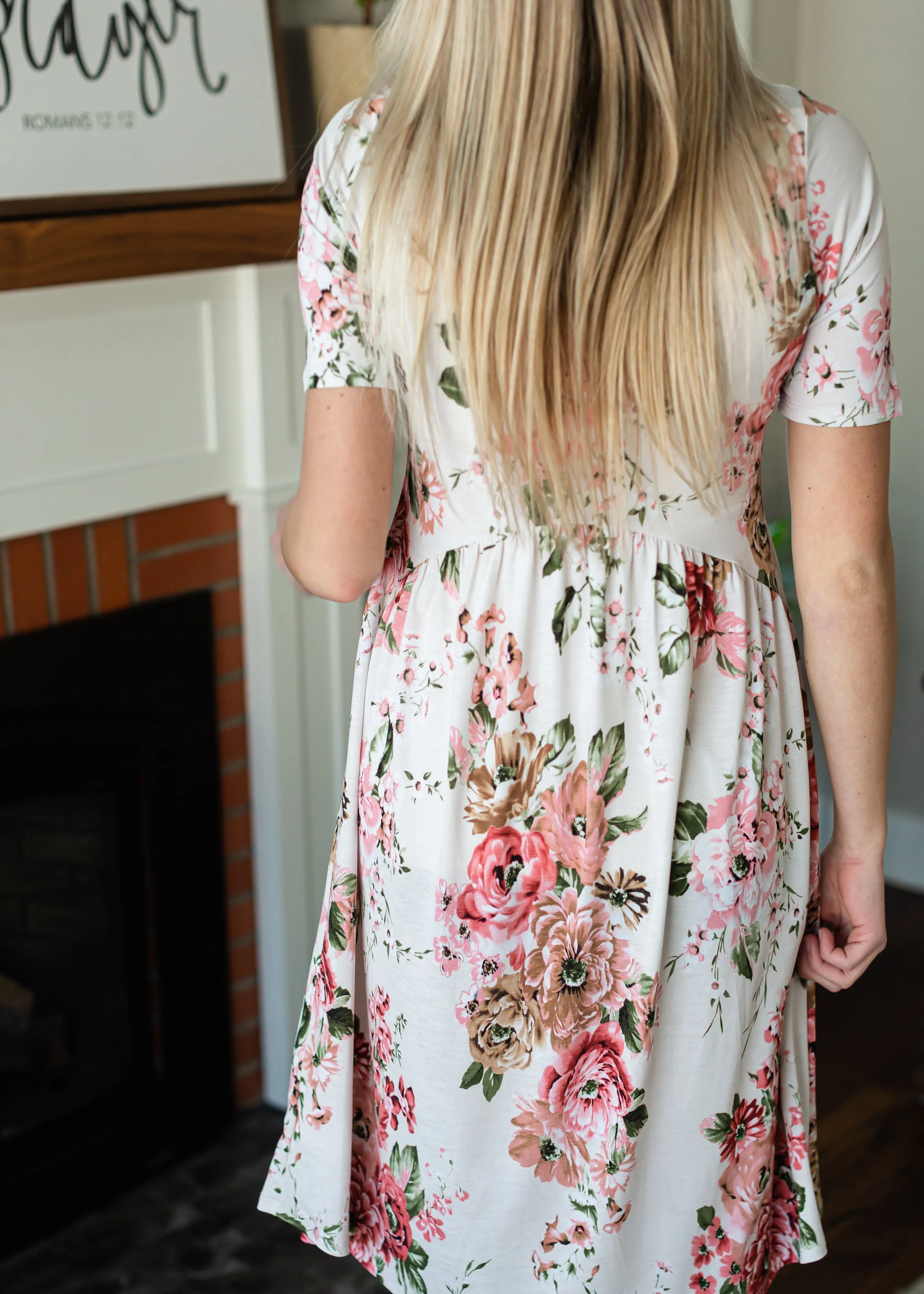 Ivory Empire Waist Floral Midi Dress - FINAL SALE